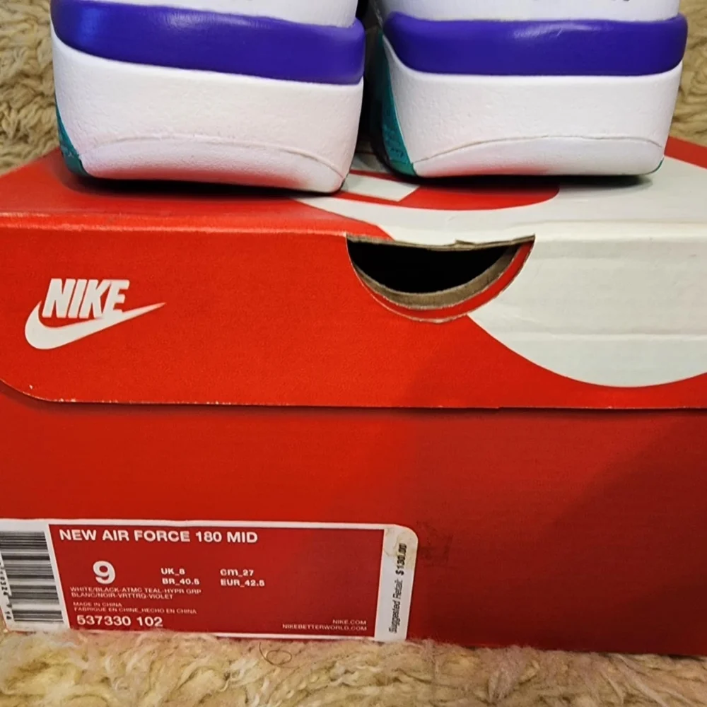 Nike White‎ and Teal High-Top Sneakers
